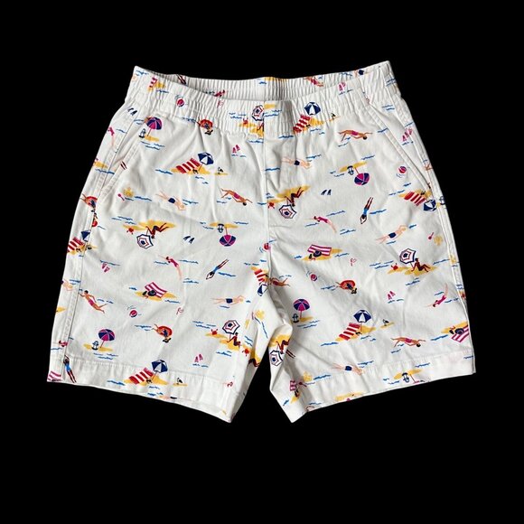 Womens White Shorts Lands End Mid Rise Swim Novelty Summer Pull On Elastic Sz 4 - Picture 2 of 8